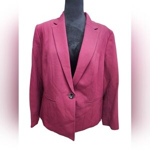 NWT Kasper One-Button Notch Collar Blazer with Seamed Detail 14P Petite Shiraz